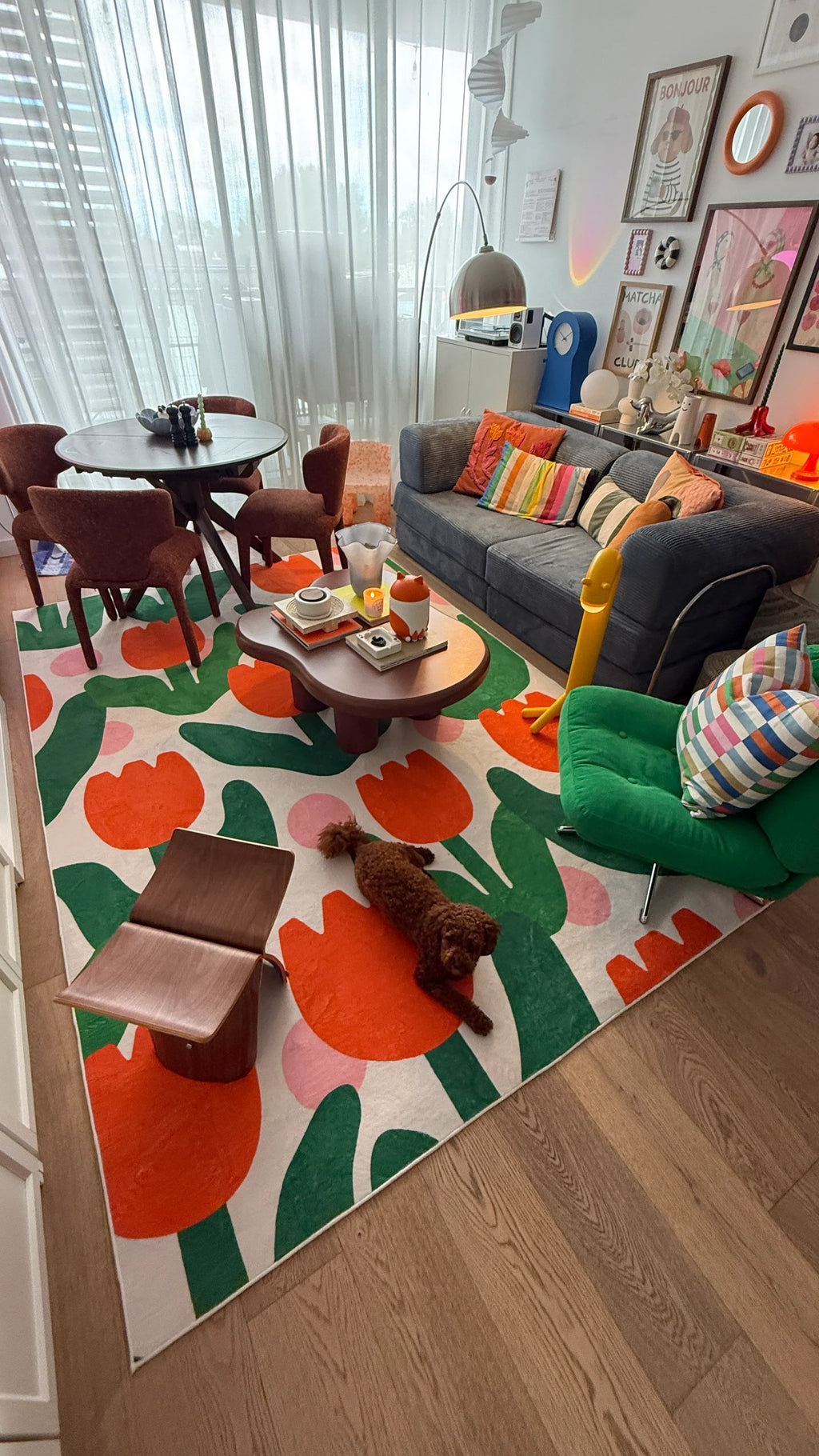 Orange Modern Floral Area Rug by Becca Franks