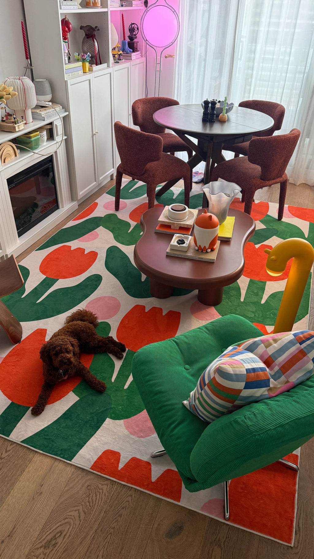 Orange Modern Floral Area Rug by Becca Franks