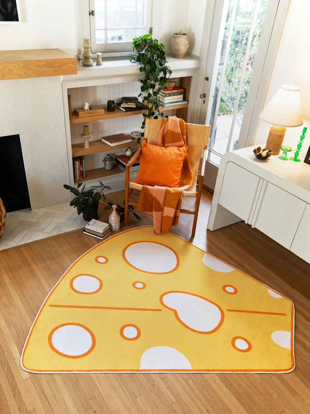 Yellow Cartoon Cheese Rug by Becca Franks