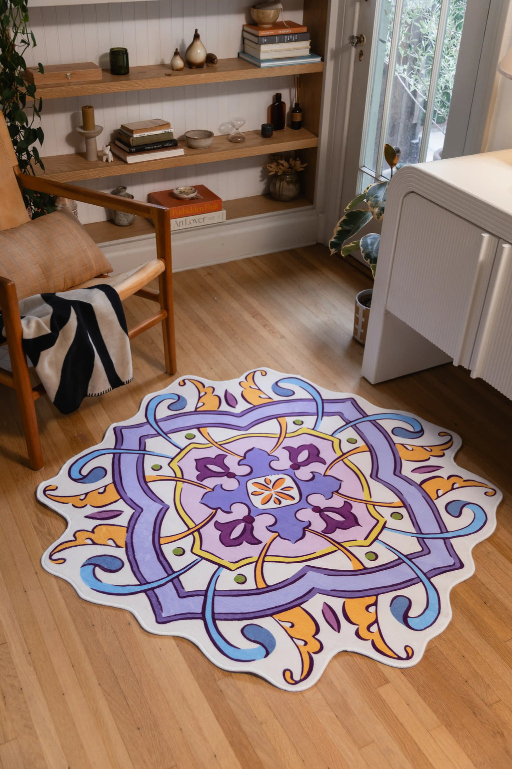 Lilac Scalloped Bohemian Medallion Rug by Maayan Alper-Swan