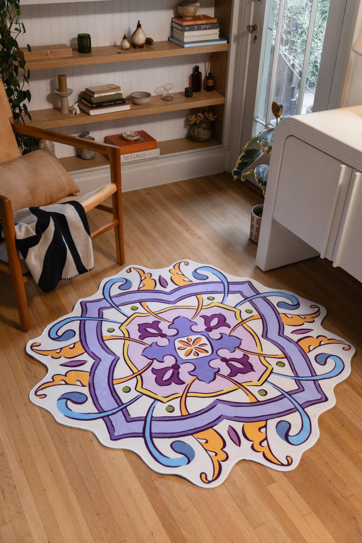 Lilac Scalloped Bohemian Medallion Rug by Maayan Alper-Swan