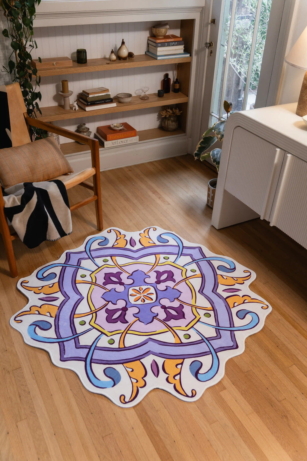 Lilac Scalloped Bohemian Medallion Rug by Maayan Alper-Swan