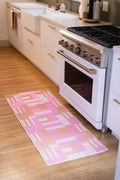Pink Geometric Lattice Rug by Heather Zhou