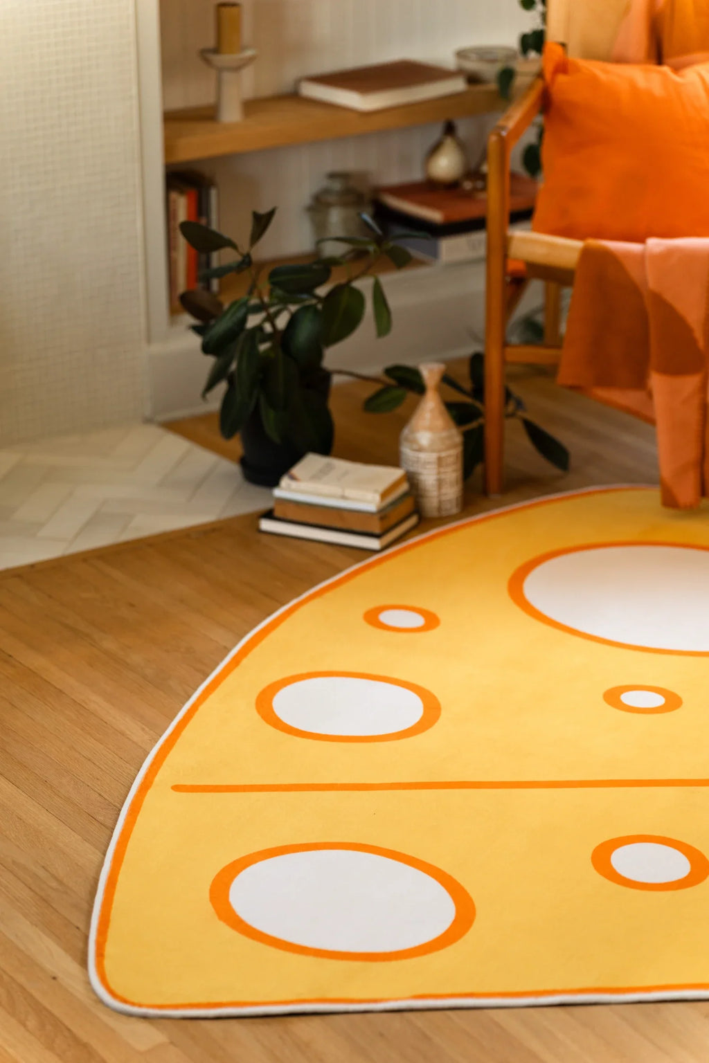 Yellow Cartoon Cheese Rug by Becca Franks