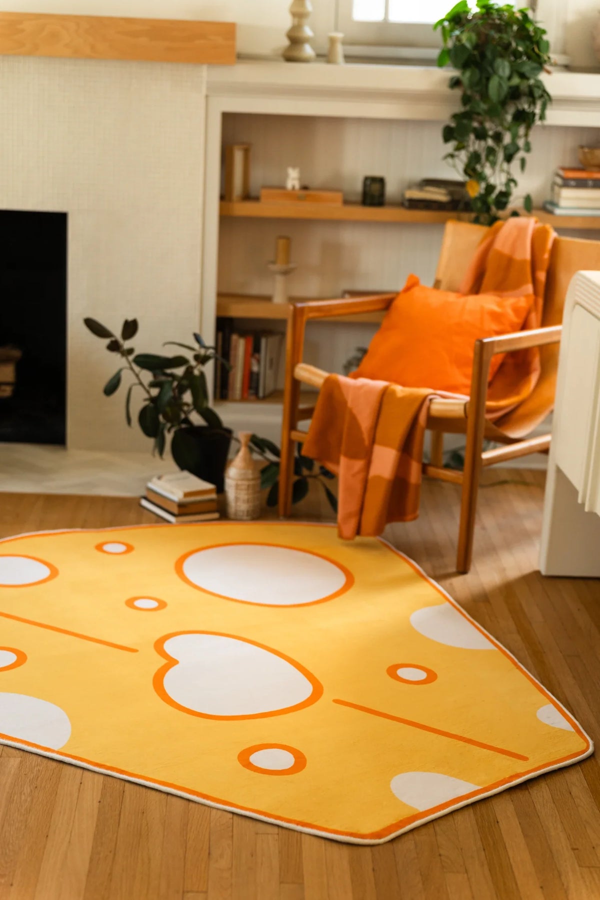 Yellow Cartoon Cheese Rug by Becca Franks