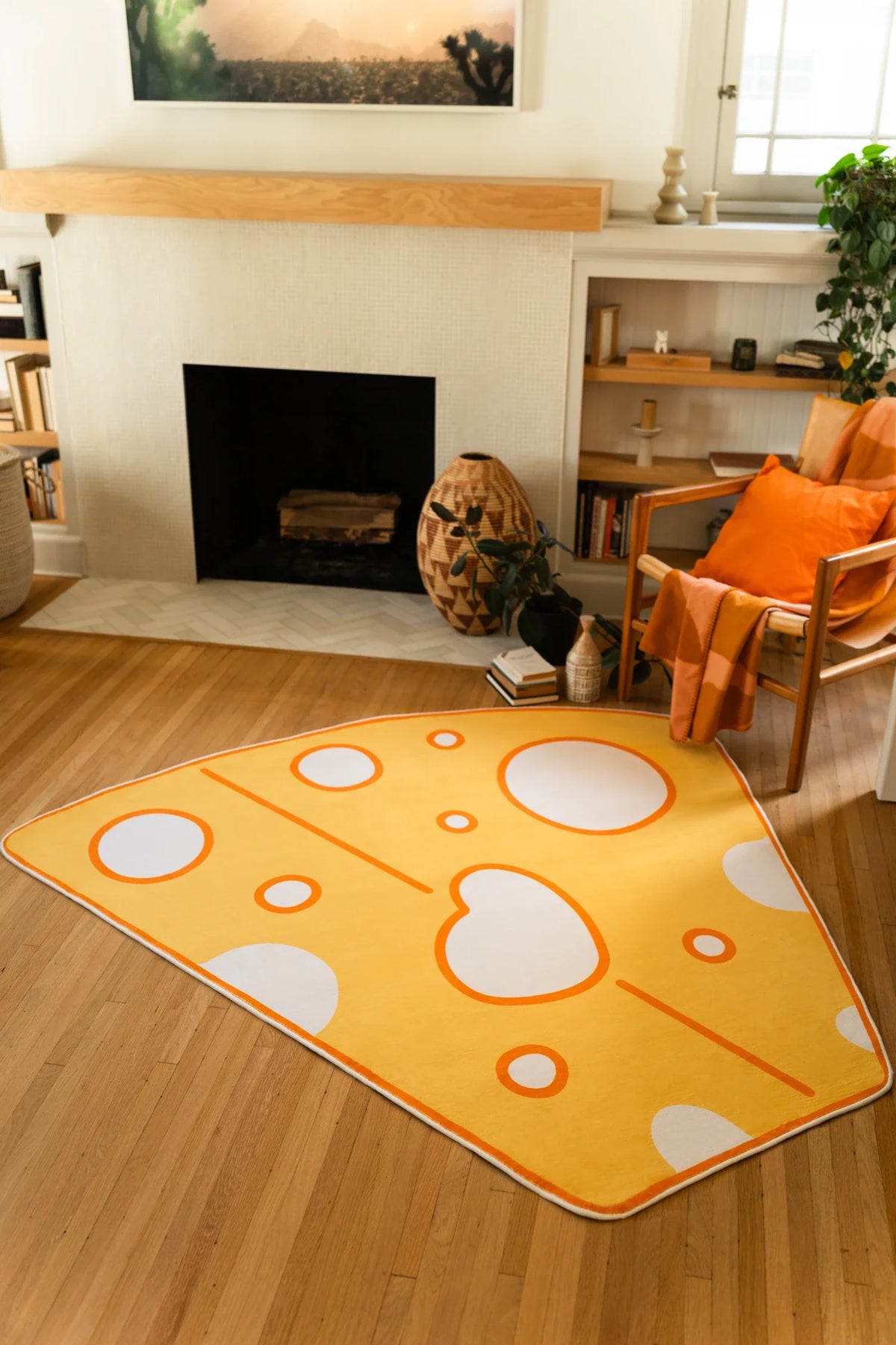 Yellow Cartoon Cheese Rug by Becca Franks