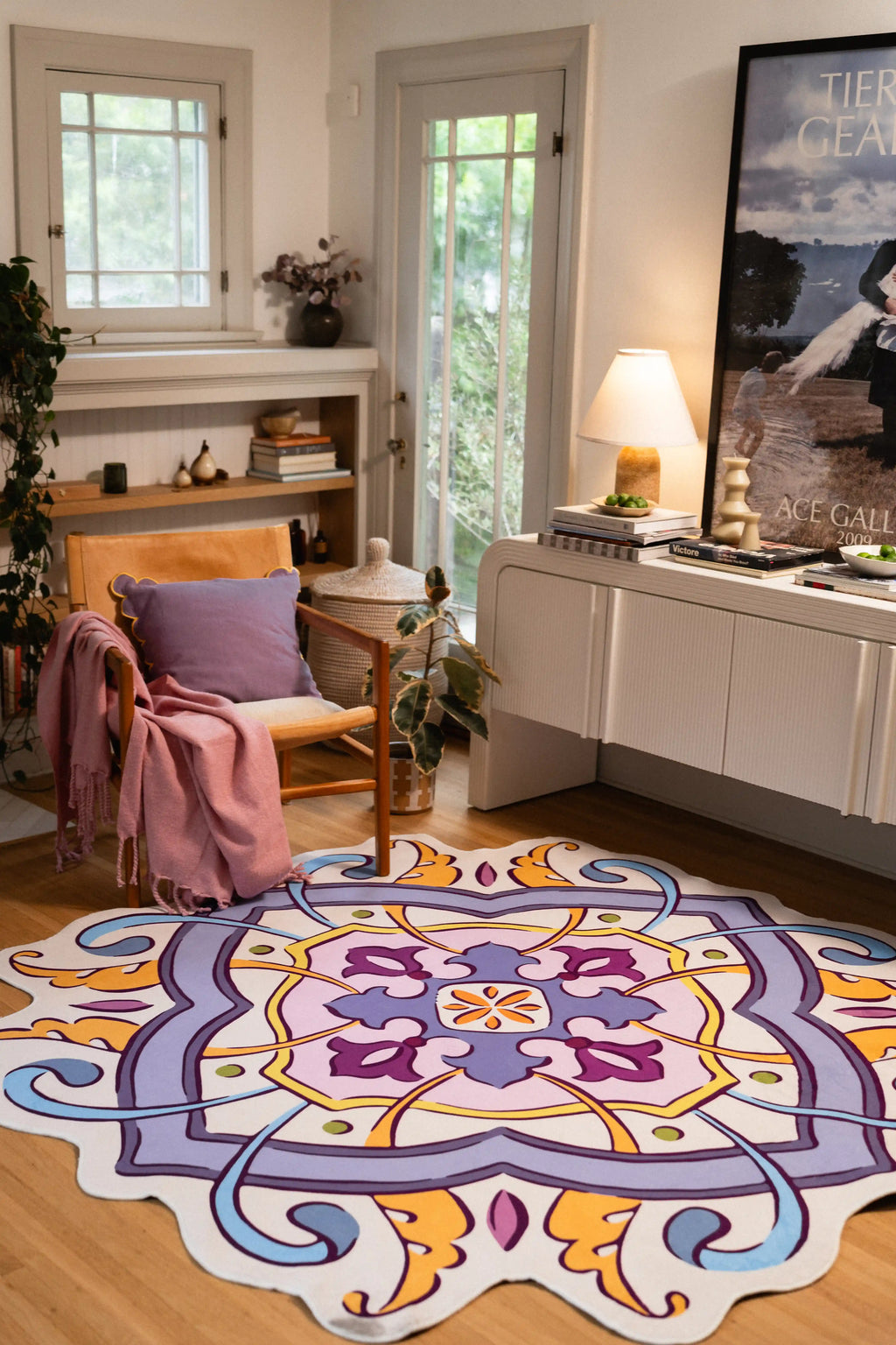 Lilac Scalloped Bohemian Medallion Rug by Maayan Alper-Swan