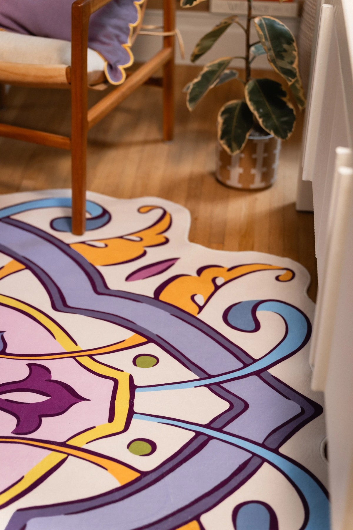 Lilac Scalloped Bohemian Medallion Rug by Maayan Alper-Swan