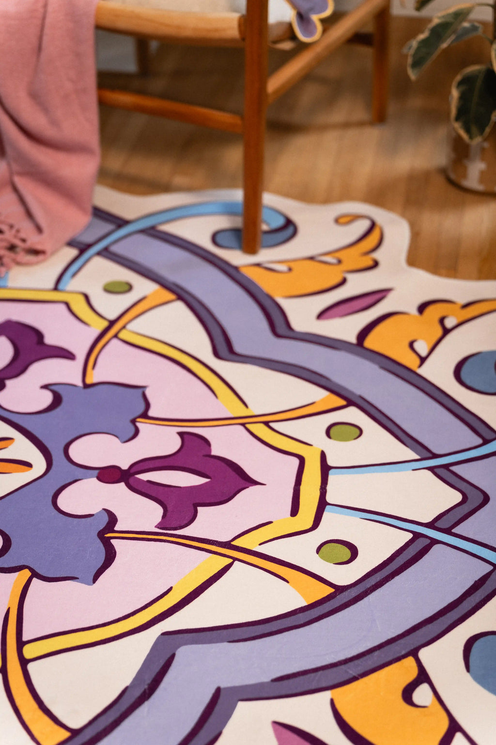 Lilac Scalloped Bohemian Medallion Rug by Maayan Alper-Swan