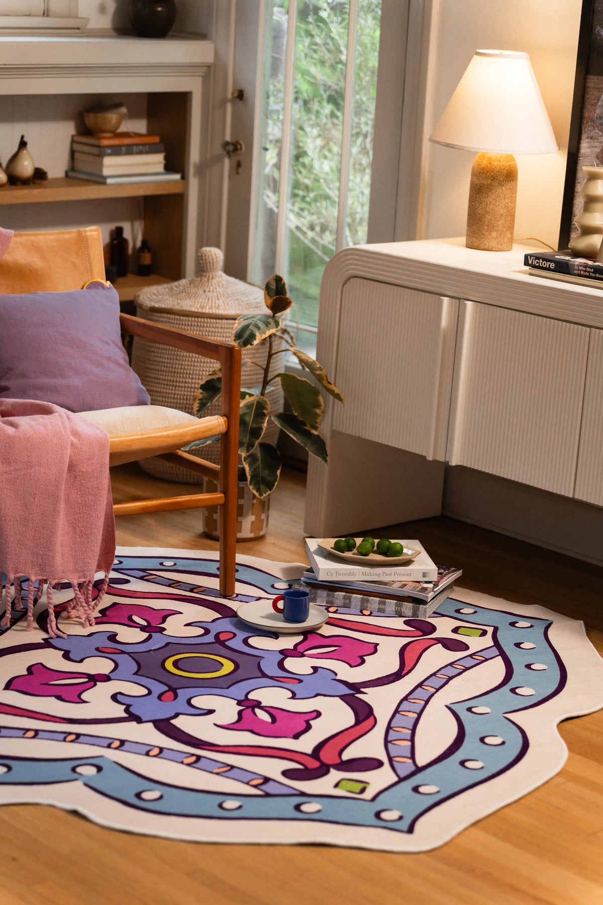 Lilac Scalloped Bohemian Medallion Rug by Maayan Alper-Swan
