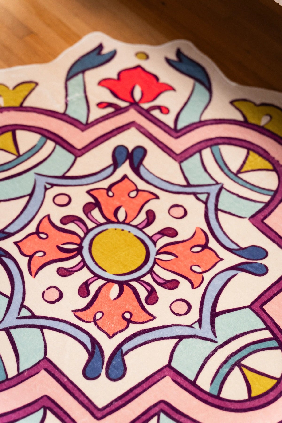 Pink Scalloped Bohemian Medallion Rug by Maayan Alper-Swan