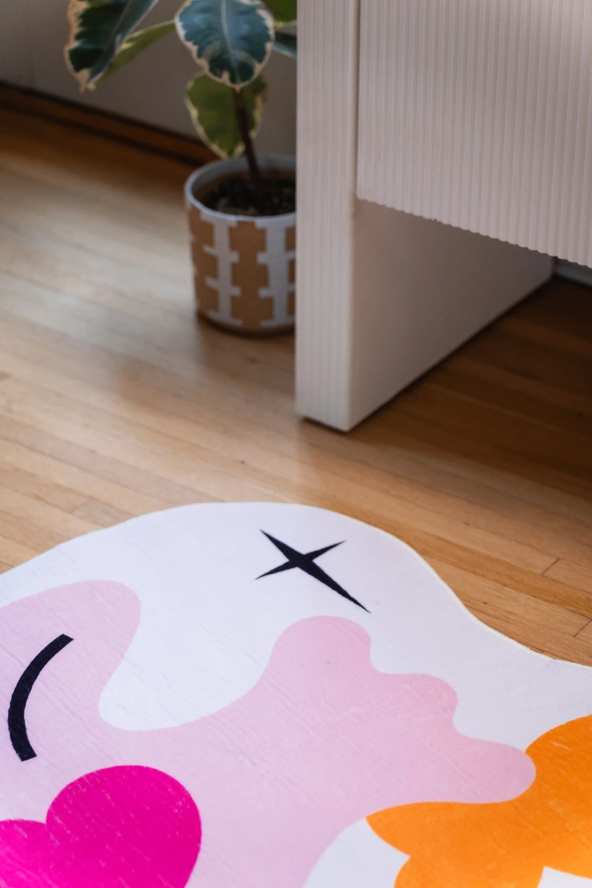 Cute Pink Love Bird Shaped Rug by Heather Zhou