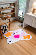 Cute Pink Love Bird Shaped Rug by Heather Zhou