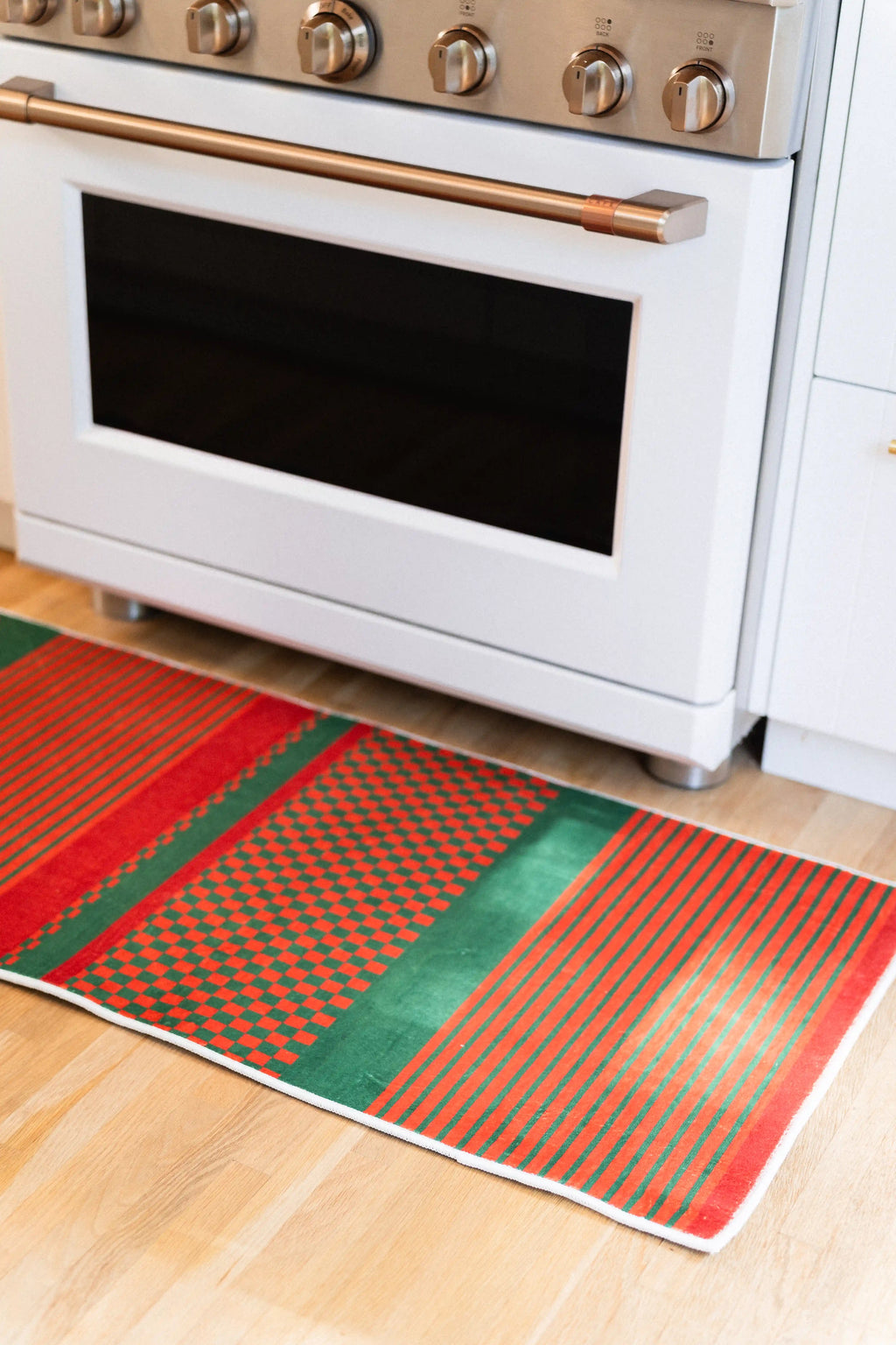 Rust Plaid Striped Rug by Heather Zhou