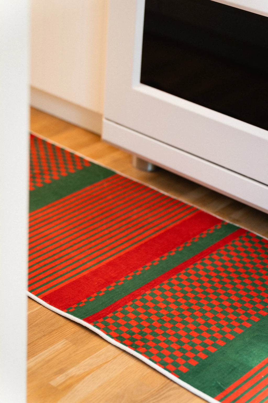 Rust Plaid Striped Rug by Heather Zhou