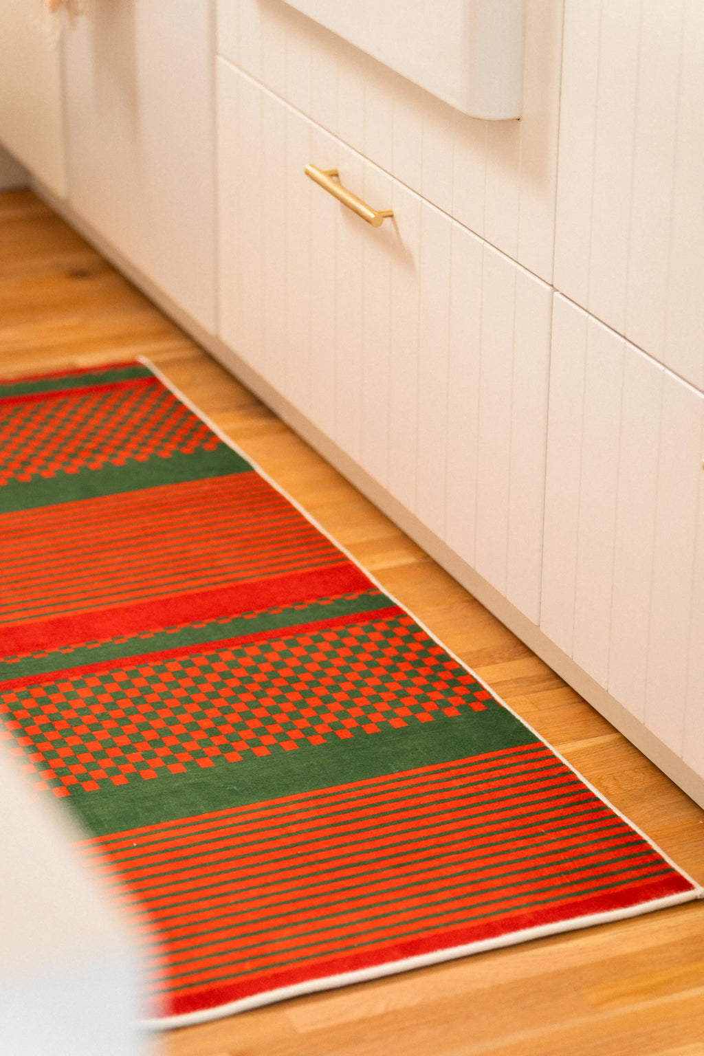 Rust Plaid Striped Rug by Heather Zhou