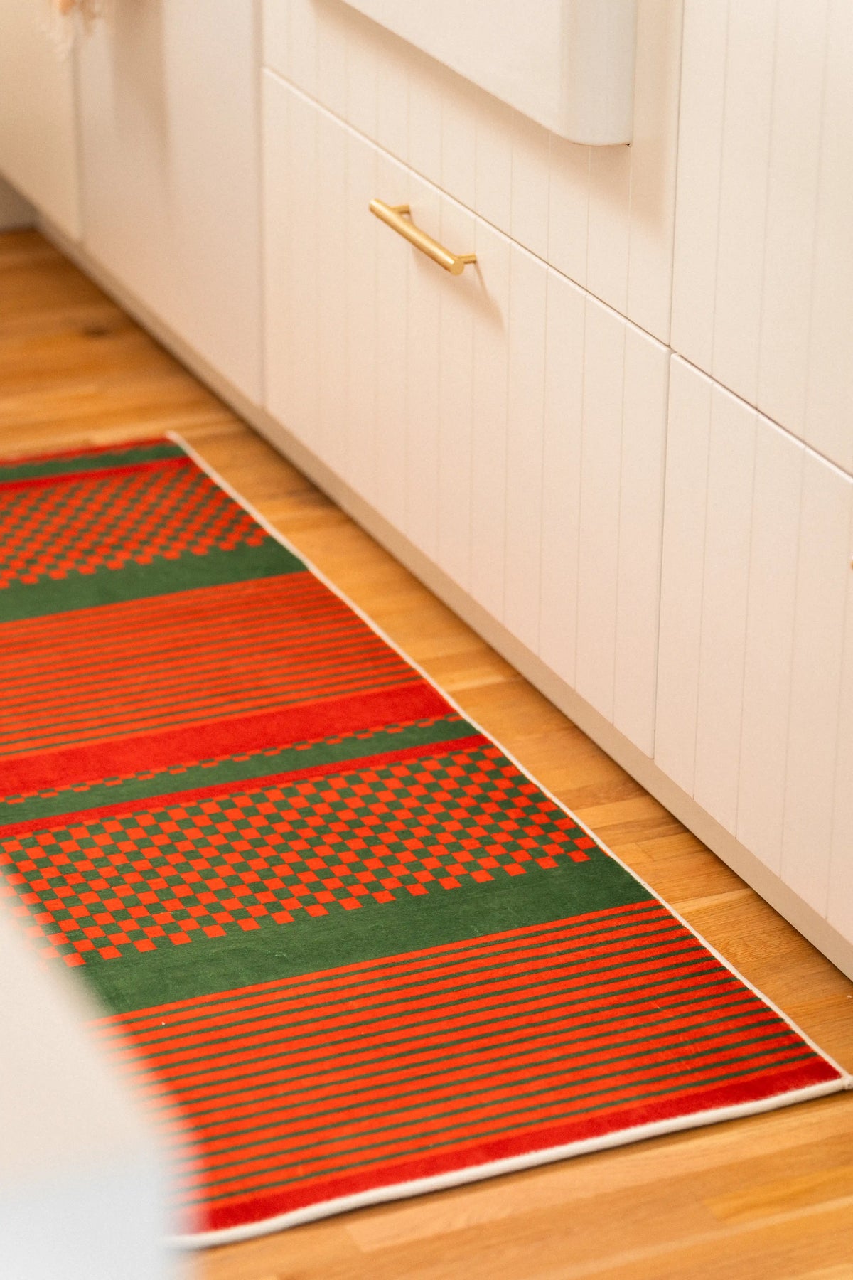 Rust Plaid Striped Rug by Heather Zhou