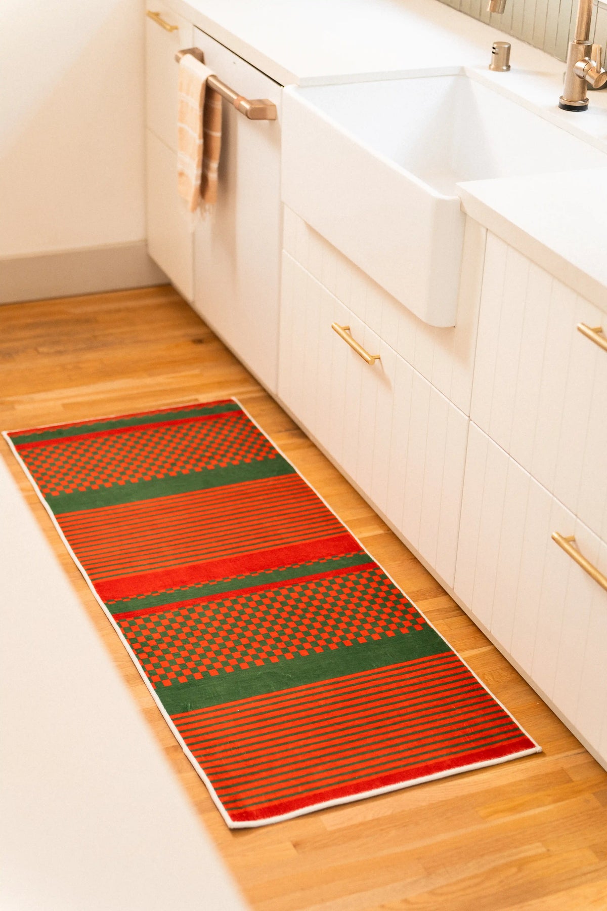 Rust Plaid Striped Rug by Heather Zhou