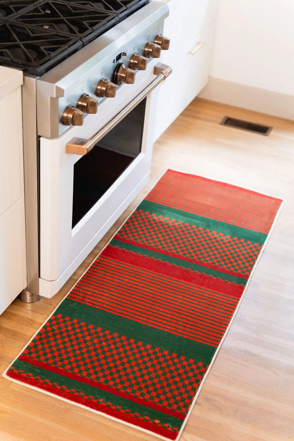 Rust Plaid Striped Rug by Heather Zhou