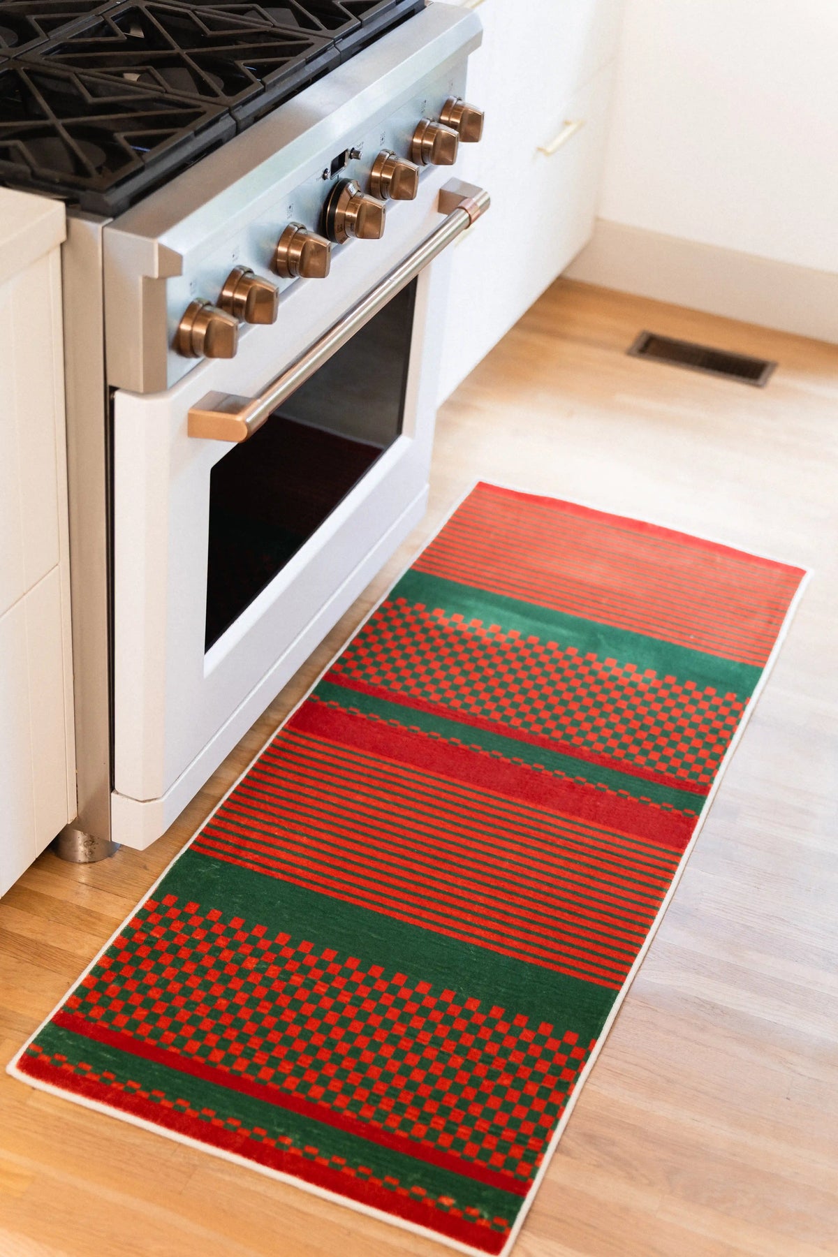 Rust Plaid Striped Rug by Heather Zhou