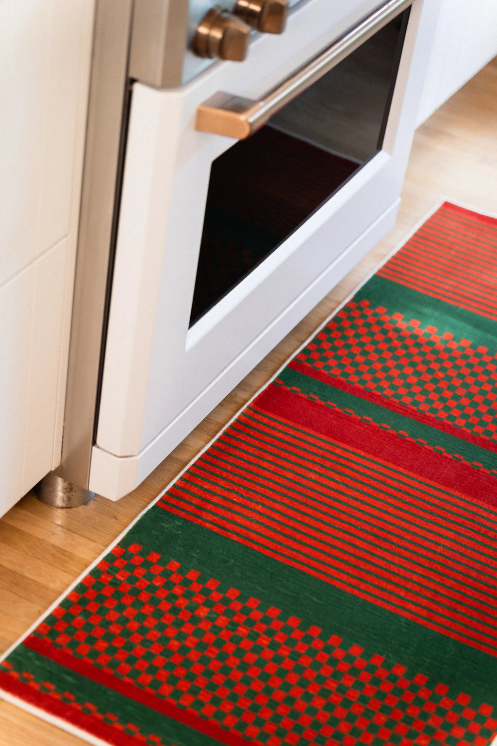 Rust Plaid Striped Rug by Heather Zhou