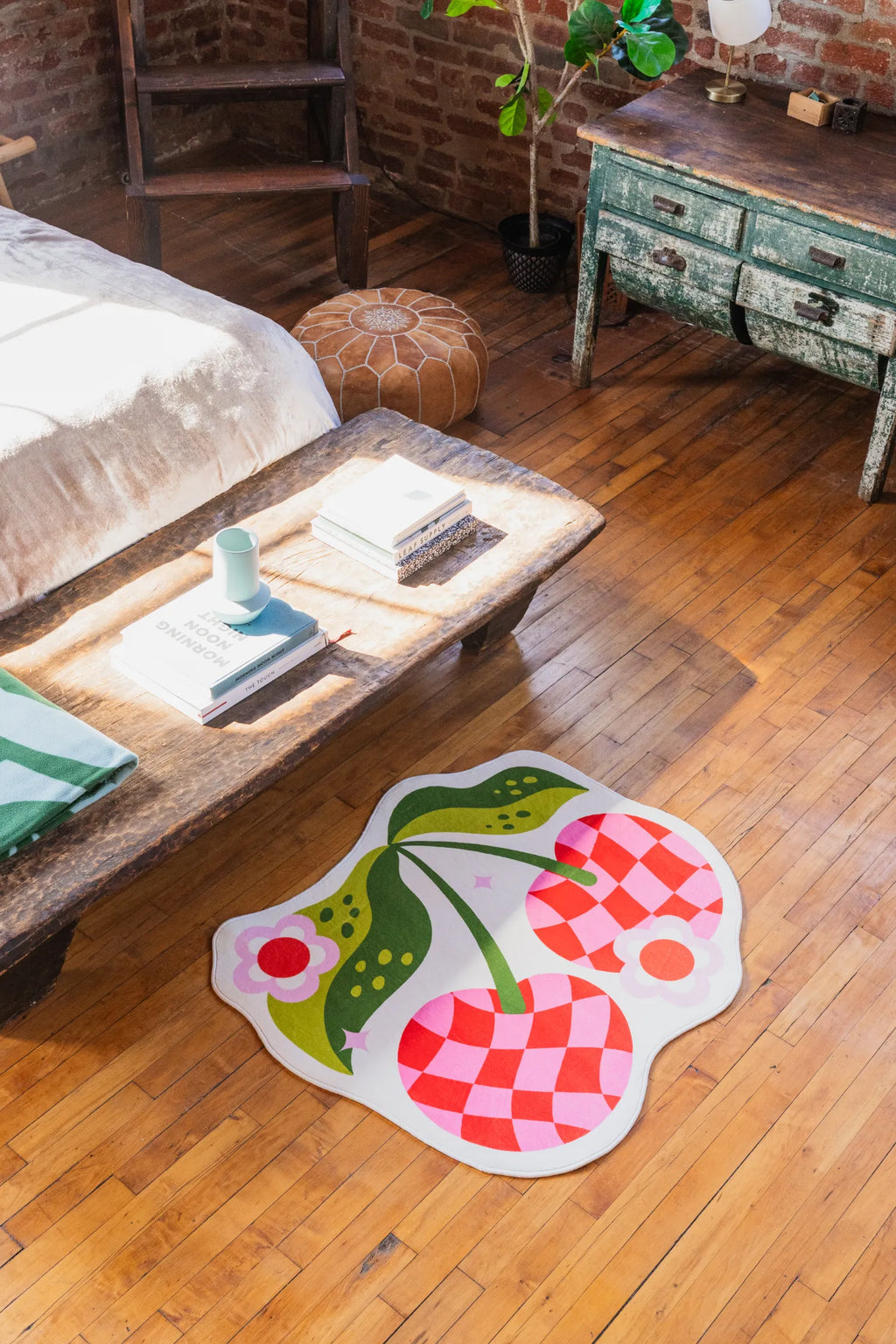 Irregular Pink and Red Checkered Cherry Rug by Jessica Miller