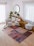 View of LanySpace Red Polka Dot and Stripe Pattern Rug in Living Room
