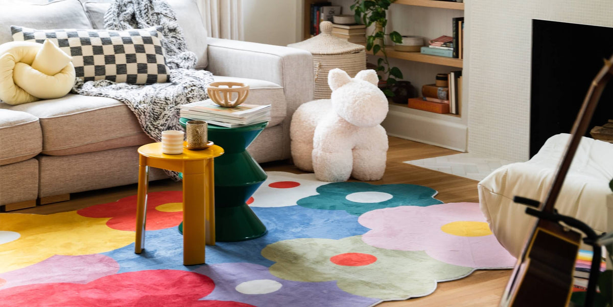 LanySpace Funky Flowers Rug in Living Room
